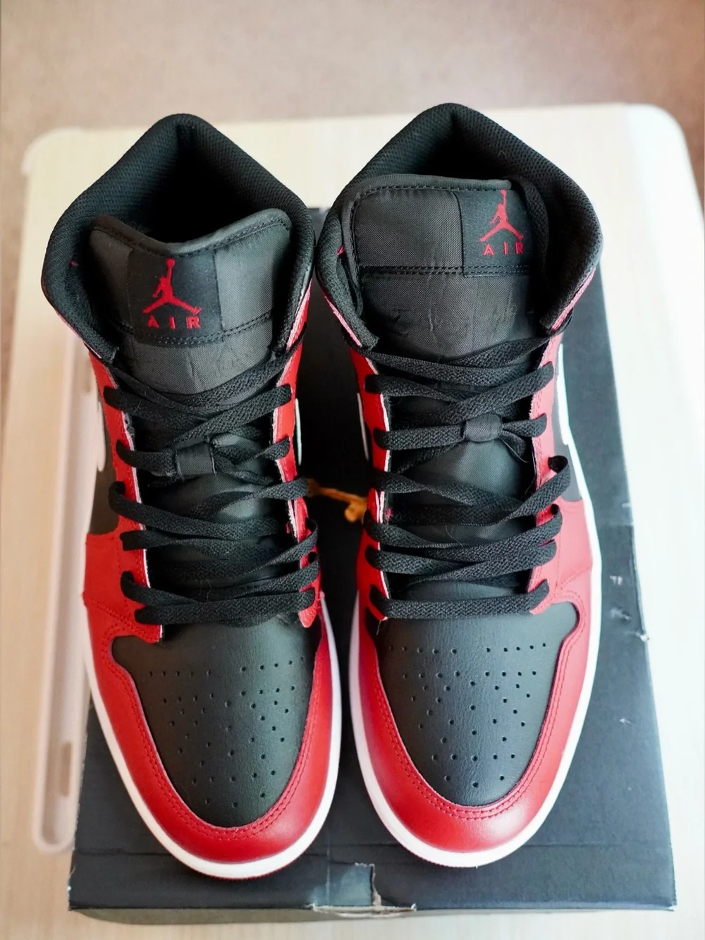Jordan Air Retro High Top Sneakers Red and Black